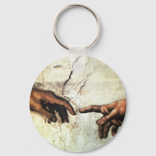 Creation of Adam - Hands Michelangelo 1475 - 1564 Key Ring