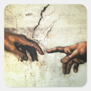 Creation of Adam - Hands Michelangelo 1475 - 1564 Square Sticker