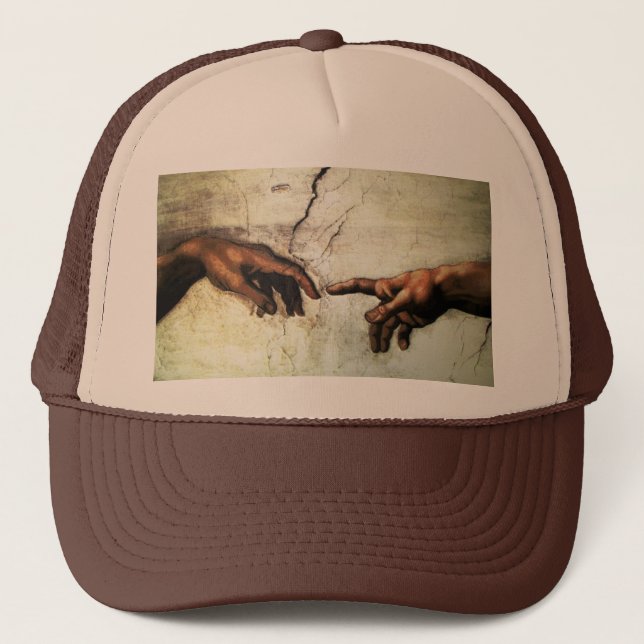 Creation of Adam - Hands Michelangelo 1475 - 1564 Trucker Hat (Front)
