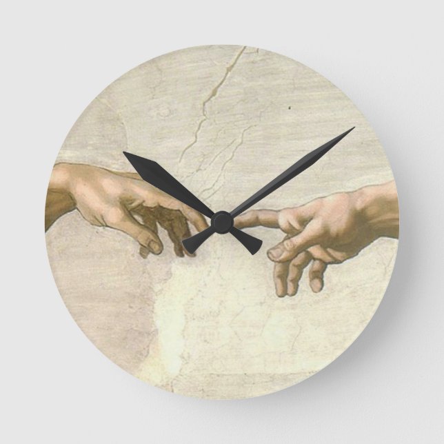 Creation of Adam Hands - Michelangelo Round Clock (Front)
