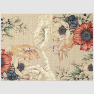 CREATION OF ADAM HANDS OF GOD FLORAL TISSUE PAPER