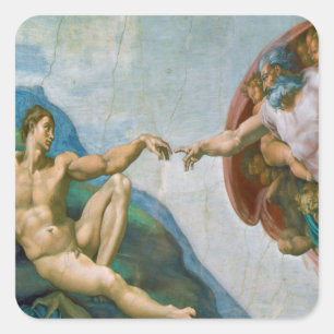 Creation of Adam - Michelangelo 1475 - 1564 Square Sticker