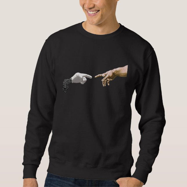 Creation Of Adam Robot Arm By Michelangelo Sweatshirt (Front)
