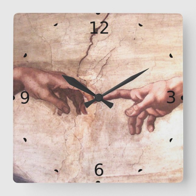 CREATION OF ADAM SQUARE WALL CLOCK (Front)