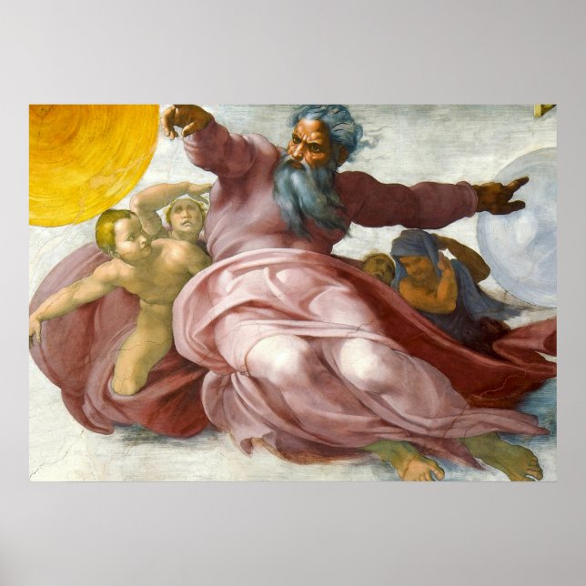 Creation of the Sun by Michelangelo Poster (Front)