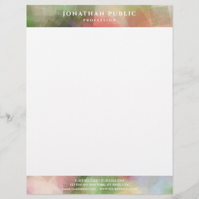 Creative Abstract Art Simple Modern Template Custom Letterhead (Front)