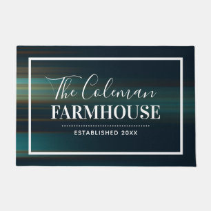 Creative Abstract Black Blue Family Monogram Doormat