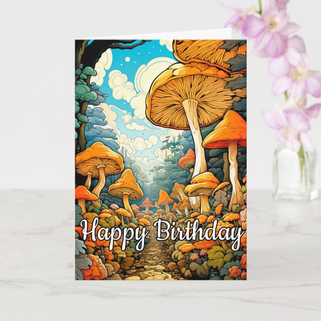 Creative Abstract Mushroom Forest Illustration Card (Orchid)