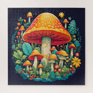 Creative Abstract Mushroom Forest Illustration Jigsaw Puzzle