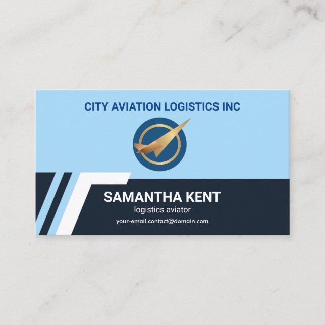 Creative Airport Runway Line Logistics Pilot Business Card (Front)