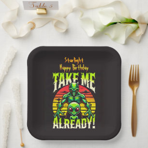 Creative Alien Art Expressing Desire for Contact Paper Plate