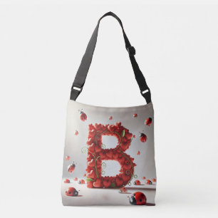 Creative Alphabet Letter B with Heart Shapes Crossbody Bag