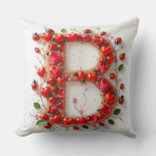 Creative Alphabet Letter B with Heart Shapes Cushion