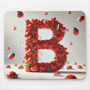 Creative Alphabet Letter B with Heart Shapes Mouse Pad