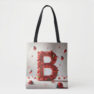 Creative Alphabet Letter B with Heart Shapes Tote Bag