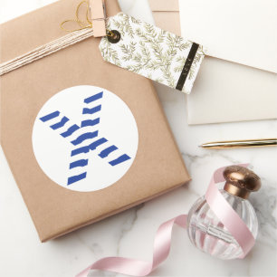 Creative and Elegant blue Letter X Monogram Classic Round Sticker