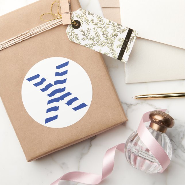 Creative and Elegant blue Letter X Monogram Classic Round Sticker (Gifting)