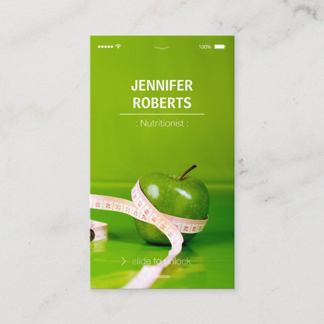 Creative and Unique Dietician Nutritionist Business Card (Front)
