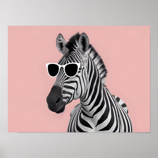 Creative Animal Concept: Zebra with Sunglasses  Poster (Front)