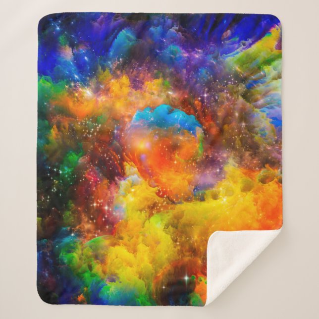 Creative arrangement of fractal elements, lights a sherpa blanket (Front)