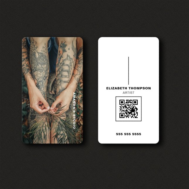 Creative Artist Custom Artwork Photo With QR Code Business Card (Creator Uploaded)