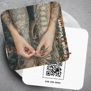 Creative Artist Custom Artwork Photo With QR Code Square Business Card