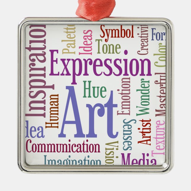 Creative Artist's Inspiration Word Art Metal Ornament (Front)