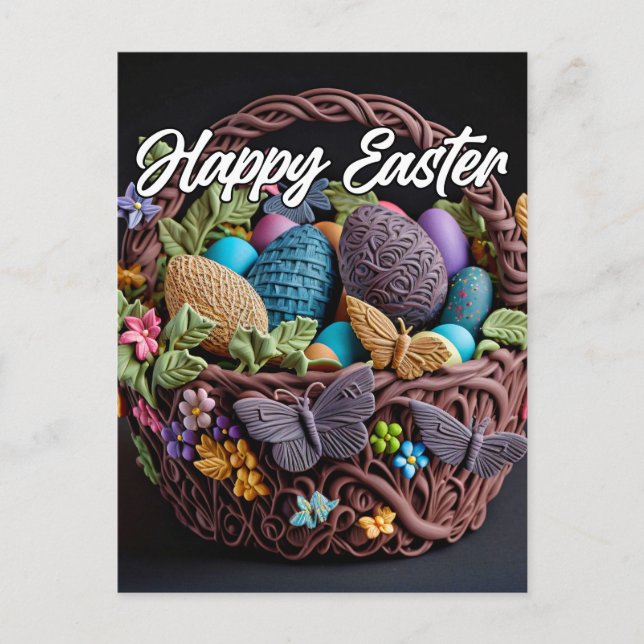 Creative Basket Of Easter Eggs Postcard (Front)