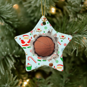 Creative Basketball Christmas Ceramic Ornament