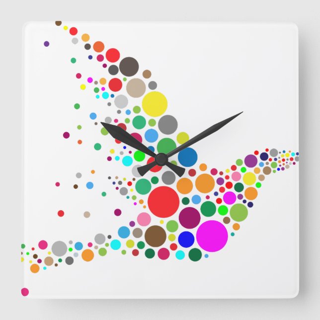 Creative Bird Square Wall Clock (Front)