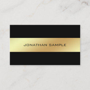 Creative Black And Gold Sleek Glamourous Plain Business Card