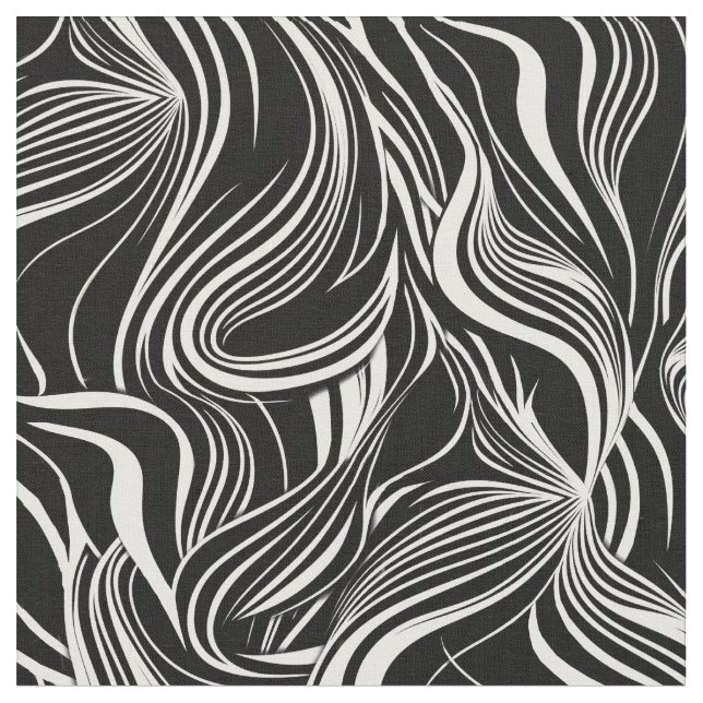 Creative Black and White Seamless Abstracts Fabric (Close Up)