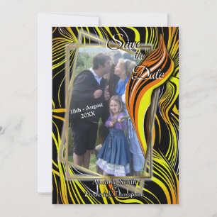 Creative Black, Orange & White Seamless Abstracts Invitation