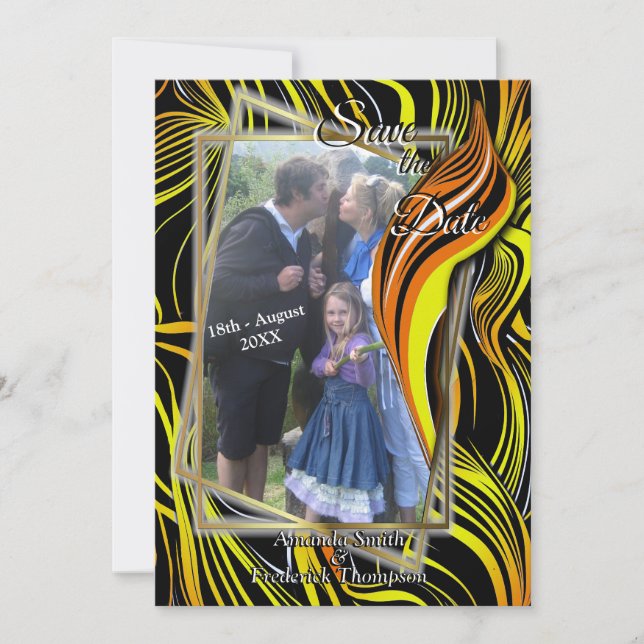 Creative Black, Orange & White Seamless Abstracts Invitation (Front)