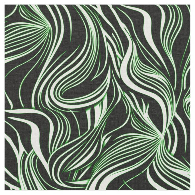Creative Black,White,Green & Seamless Abstracts Fabric (Close Up)