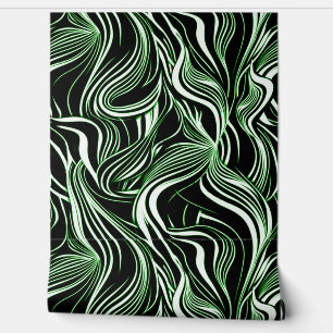 Creative Black, White & Green Seamless Abstracts Wallpaper