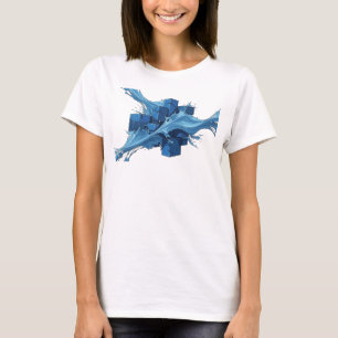 Creative Blue Abstract Cubes Visual Design T-Shirt