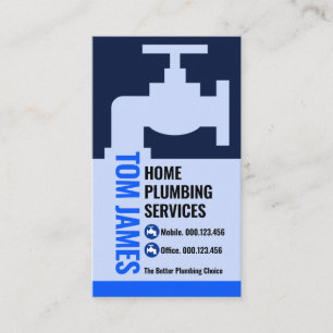 Creative Blue Faucet Plumbing Leaking Business Card
