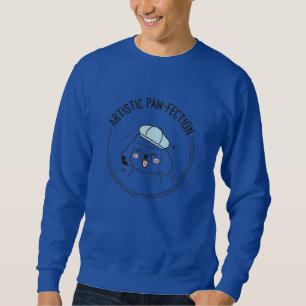 Creative Blue Hat Lineart Artistic Poodle Dog Art Sweatshirt