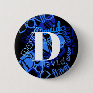 Creative Blue Monogram 6 Cm Round Badge