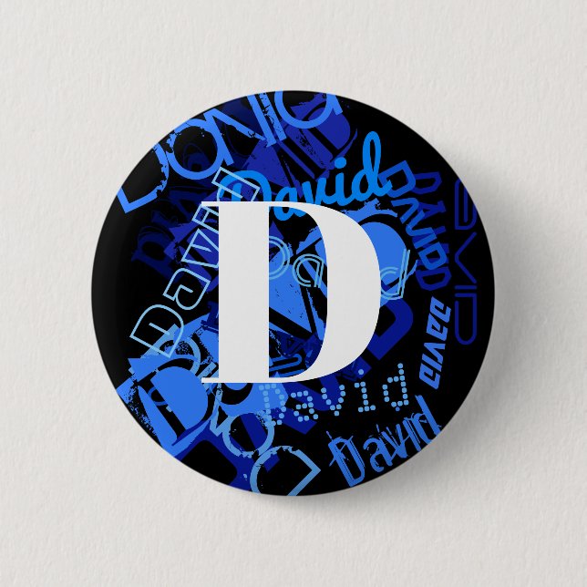 Creative Blue Monogram 6 Cm Round Badge (Front)