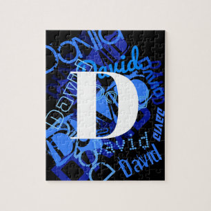 Creative Blue Monogram Jigsaw Puzzle