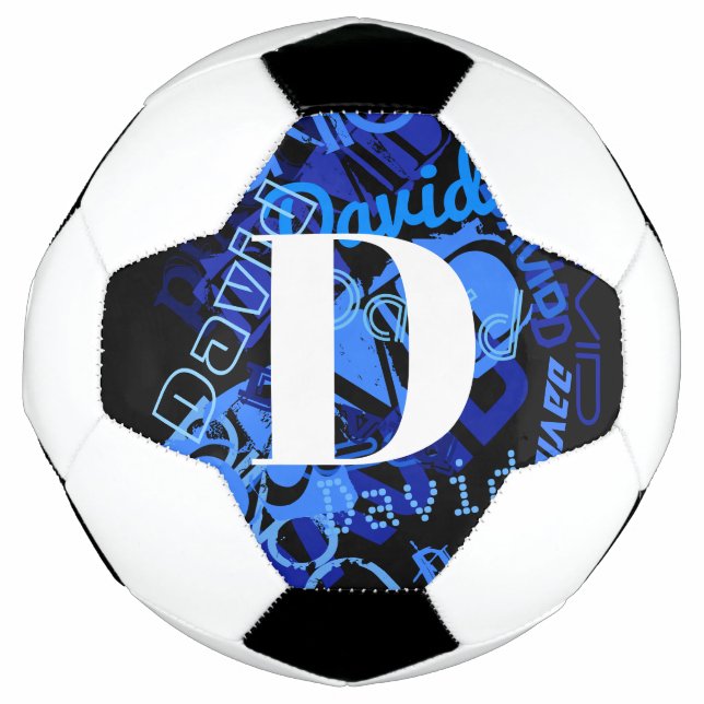 Creative Blue Monogram Soccer Ball (Front)