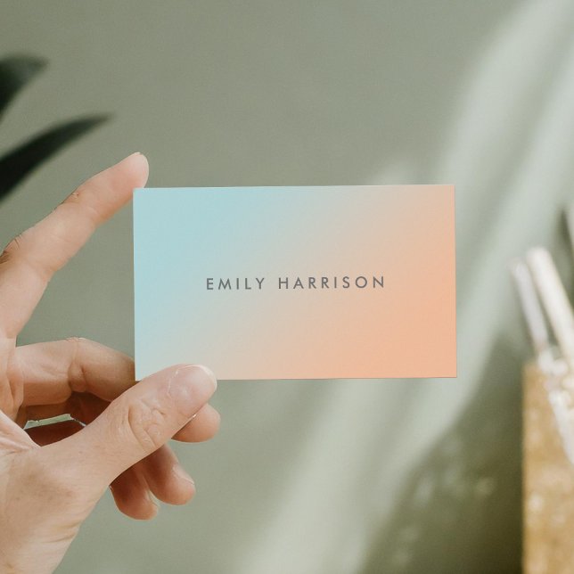 Creative Blue Orange Ombre Unique Modern Business Card (Creator Uploaded)