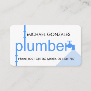 Creative Blue Plumber Pipe System Plumbing Works Business Card