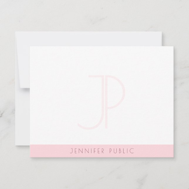 Creative Blush Pink Monogram Modern Minimalist Card (Front)