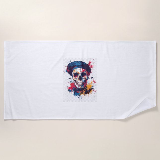Creative Bones – Funny Artist Skull Beach Towel (Front)