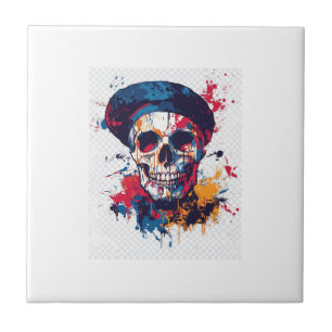 Creative Bones � Funny Artist Skull Ceramic Tile
