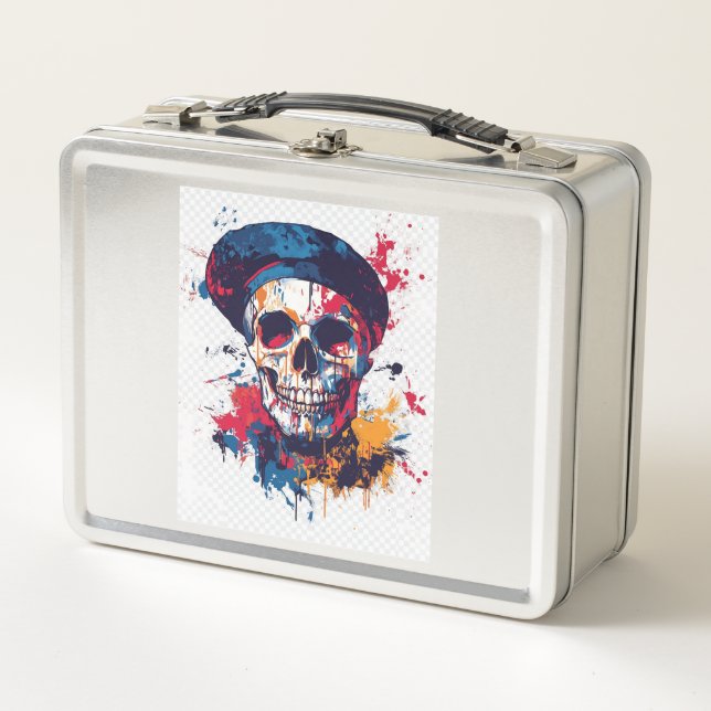 Creative Bones � Funny Artist Skull Metal Lunch Box (Front)