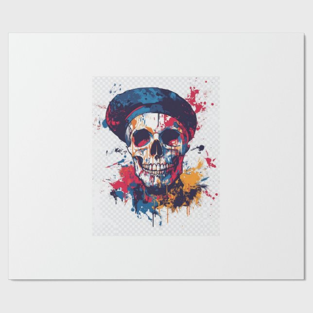 Creative Bones � Funny Artist Skull Wrapping Paper (Flat)